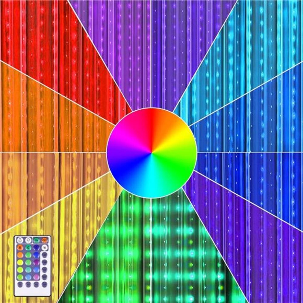 Fairy Curtain Lights 16 Color Changing String Lights Remote LED Room Decor Party